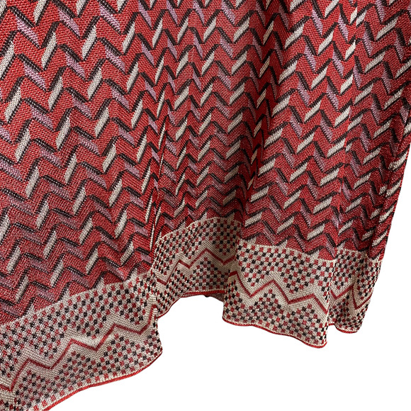 Zara Women's Dress A-Line Red Chevron 3/4 Sleeve Raglan Crew Neck Size M - Picture 5 of 7